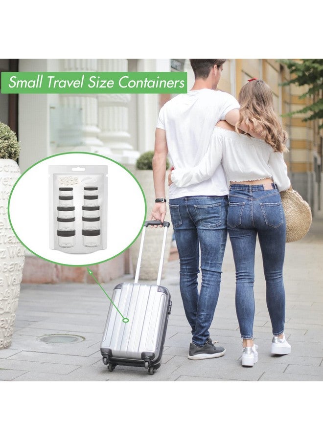 ZEJIA 10Pcs Small Travel Containers, Black Sample Containers With Screw Lids, 5 Size 3/5/10/15/20 Gram Sample Jars With 12Pcs Labels And 2Pcs Mini Disposable Spatula, Makeup Sample Containers Bpa Free - Image 4