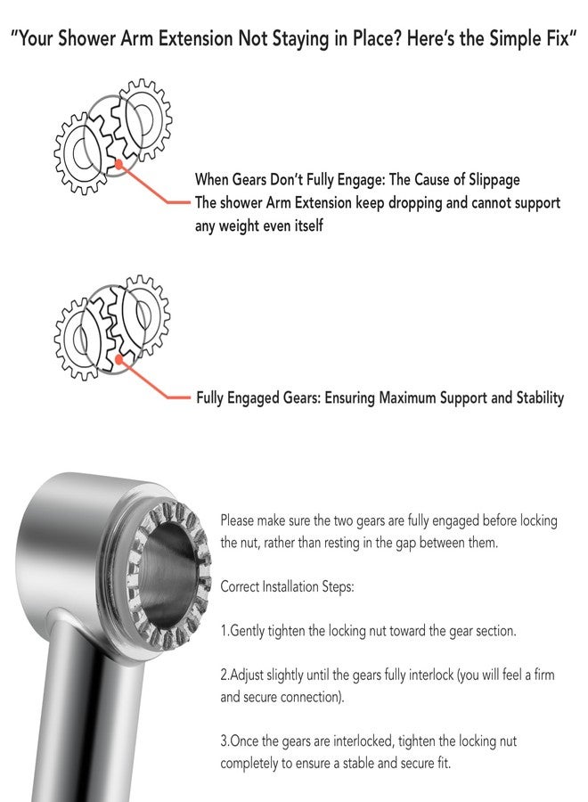 Singing Rain 11 Inch Adjustable Shower Head Extension Arm With Locking Set Screw, Solid Brass Matt Black Angle Height Adjustable, Easy To Install, G1/2 Universal Connector Compatible (Matt Black) - Image 4