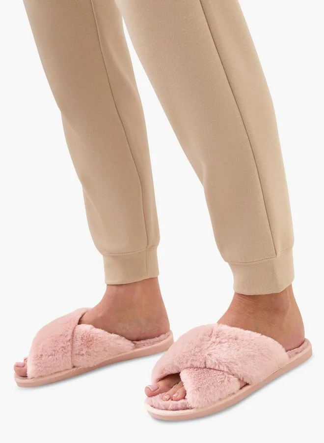 سبلاش فيڤ Cross Strap Faux Fur Bedroom Slippers