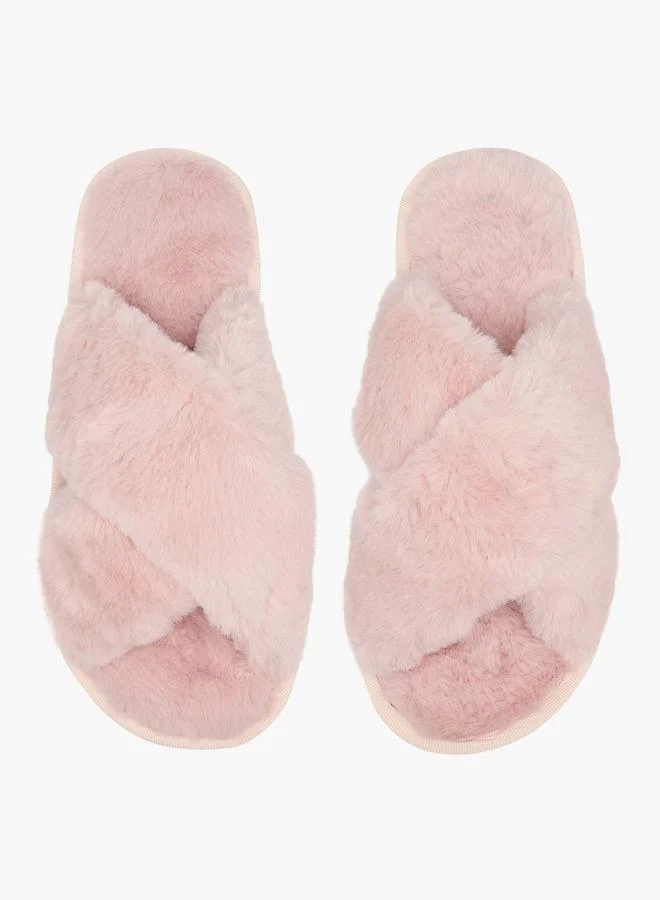 سبلاش فيڤ Cross Strap Faux Fur Bedroom Slippers