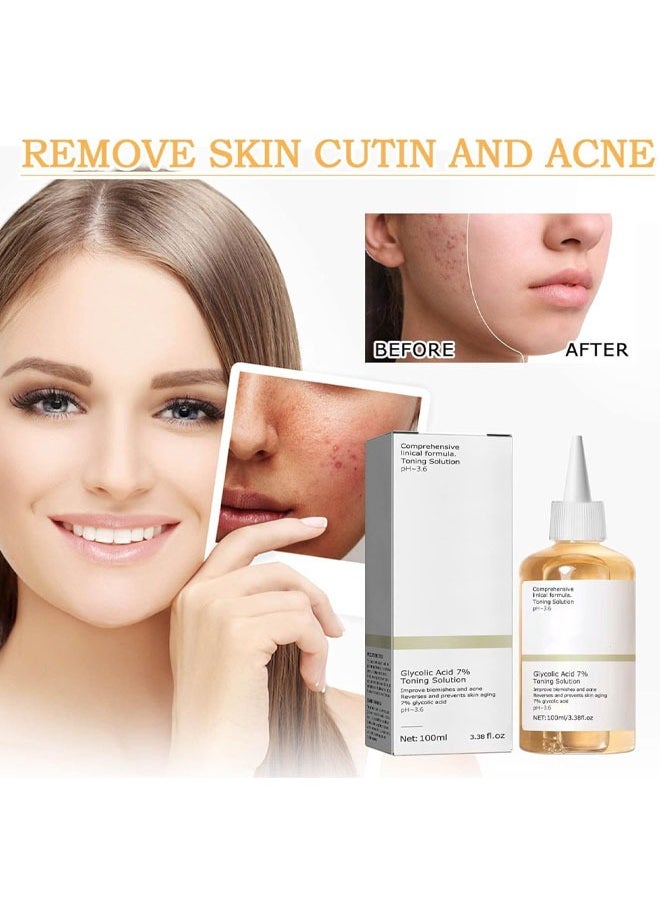 Generic - 2Pcs Glycolic Acid 7% Toning Resurfacing Solution,Moisturize and Rejuvenate Your Skin  Improve Blemishes and Acne Astringe Pores Gently Remove Cutin 100ml - Image 1