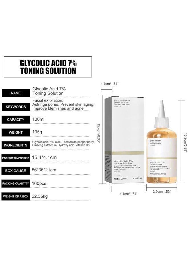 Generic - 2Pcs Glycolic Acid 7% Toning Resurfacing Solution,Moisturize and Rejuvenate Your Skin  Improve Blemishes and Acne Astringe Pores Gently Remove Cutin 100ml - Image 1