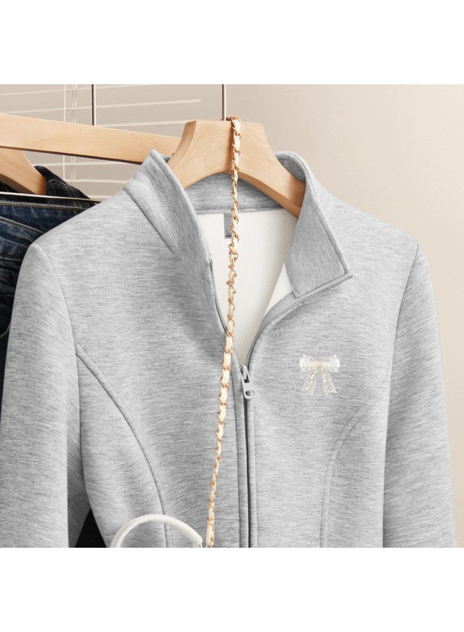 Flying in the snow Stand Collar Sweatshirt Women Autumn Winter Comfortable Warm Daily Casual Versatile Slimming Cardigan Coat - Image 3