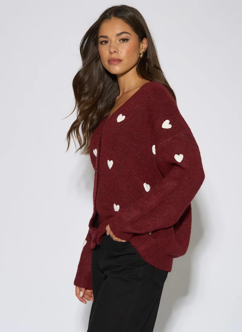 Gini London  Mulberry Mini Heart Knit Cardigan for Women | Best Price UAE