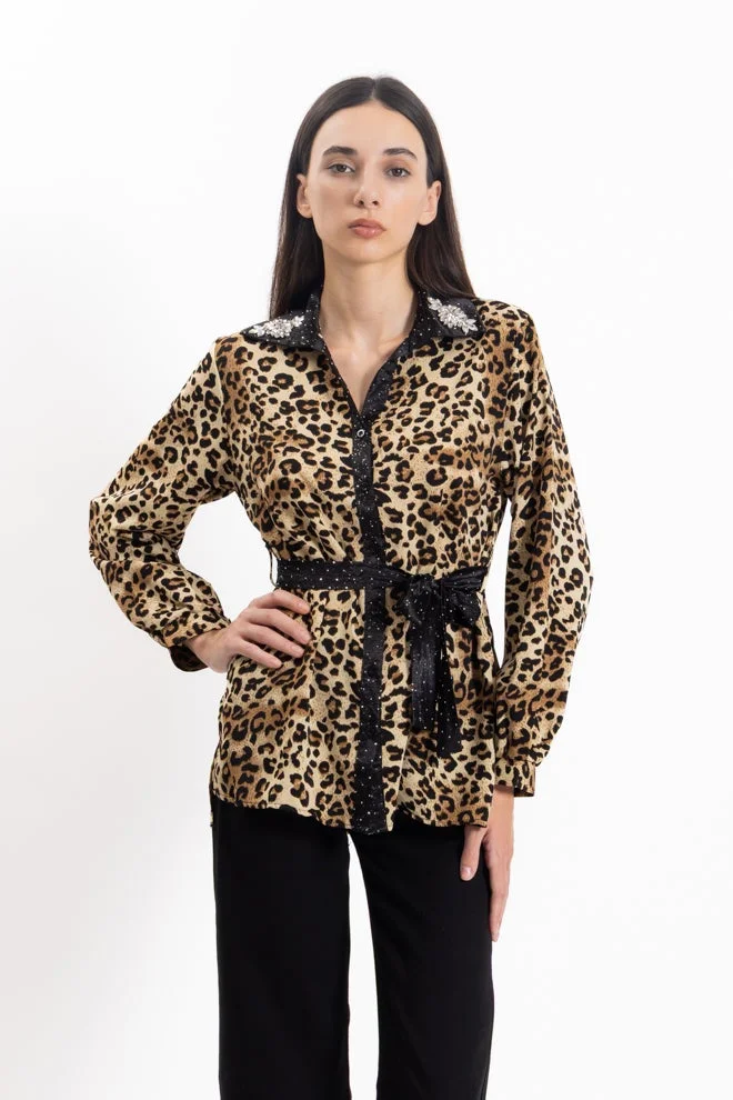 شايبس قميص ساتان بطبعة حيوانات مفصلة