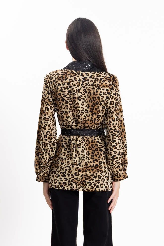 شايبس قميص ساتان بطبعة حيوانات مفصلة