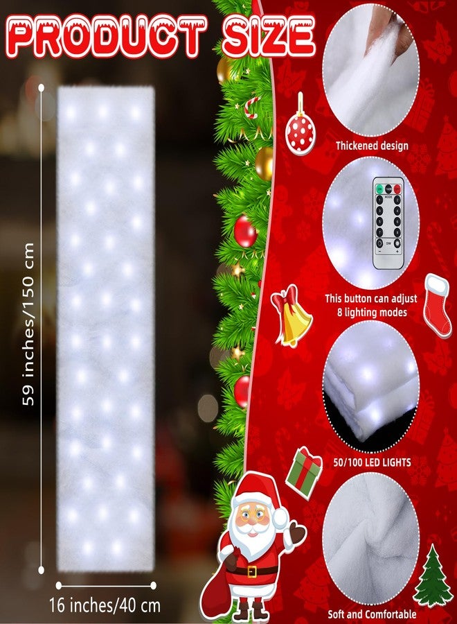 دونزي بطانية ثلجية مضاءة مسبقًا من دانزي لعيد الميلاد مع إضاءة LED مقاس 59 × 16 بوصة، ثلج صناعي لامع، مفرش طاولة، بطانية LED مضيئة لعيد الميلاد لتزيين القرية (أبيض بارد) - Image 2