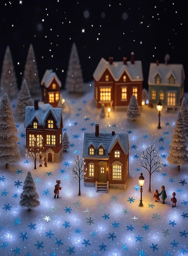 دونزي بطانية ثلجية مضاءة مسبقًا من دانزي لعيد الميلاد مع إضاءة LED مقاس 59 × 16 بوصة، ثلج صناعي لامع، مفرش طاولة، بطانية LED مضيئة لعيد الميلاد لتزيين القرية (أبيض بارد) - Image 4