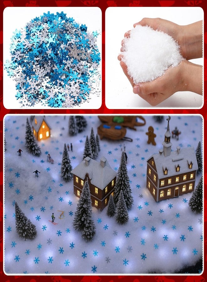 دونزي بطانية ثلجية مضاءة مسبقًا من دانزي لعيد الميلاد مع إضاءة LED مقاس 59 × 16 بوصة، ثلج صناعي لامع، مفرش طاولة، بطانية LED مضيئة لعيد الميلاد لتزيين القرية (أبيض بارد) - Image 5