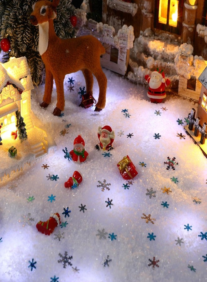 دونزي بطانية ثلجية مضاءة مسبقًا من دانزي لعيد الميلاد مع إضاءة LED مقاس 59 × 16 بوصة، ثلج صناعي لامع، مفرش طاولة، بطانية LED مضيئة لعيد الميلاد لتزيين القرية (أبيض بارد) - Image 3