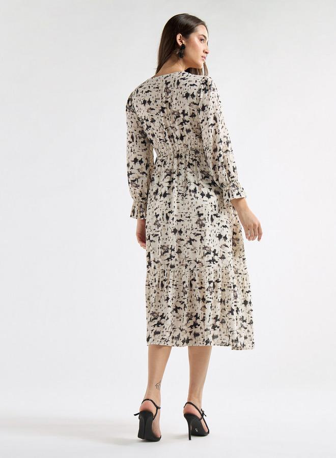 سبلاش فيڤ فستان إيه لاين متعدد التصاميم بياقة مربّعة وأكمام جرس - Image 3