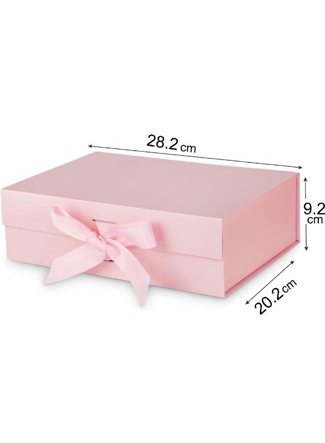 ماماتونس صندوق هدايا فاخر مع حقيبة إغلاق مغناطيسي وشريط مقاس 28.2 × 20.2 × 9.2 سم، صندوق تغليف هدايا للرجال والنساء وأعياد الميلاد وحفلات الزفاف والمهرجانات (وردي) - Image 2
