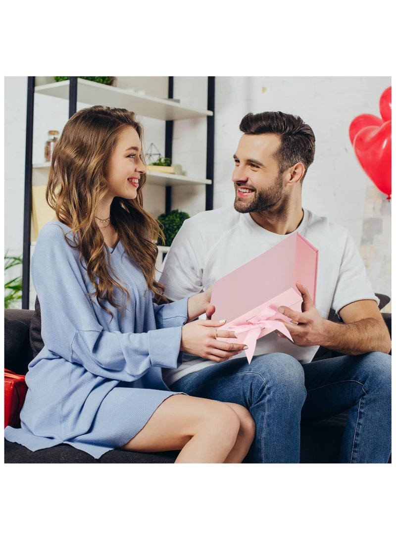 ماماتونس صندوق هدايا فاخر مع حقيبة إغلاق مغناطيسي وشريط مقاس 28.2 × 20.2 × 9.2 سم، صندوق تغليف هدايا للرجال والنساء وأعياد الميلاد وحفلات الزفاف والمهرجانات (وردي) - Image 3