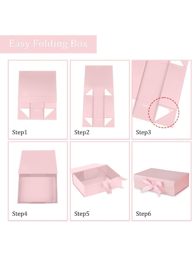 ماماتونس صندوق هدايا فاخر مع حقيبة إغلاق مغناطيسي وشريط مقاس 28.2 × 20.2 × 9.2 سم، صندوق تغليف هدايا للرجال والنساء وأعياد الميلاد وحفلات الزفاف والمهرجانات (وردي) - Image 5