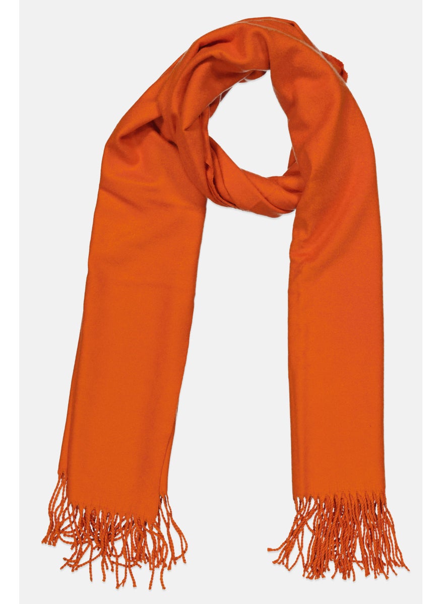s.Oliver Women Textured Scarves 204 x 62 cm, Orange  - Image 1