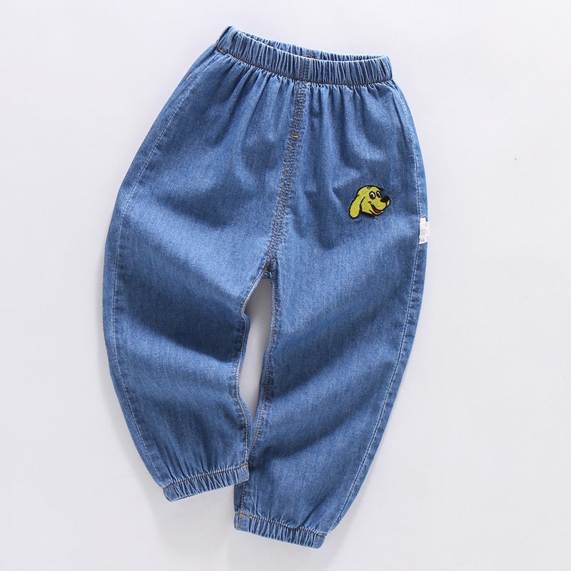 Children'S Clothing Korean Style Kidsren'S Jeans Boys' Breathable Pants Girls' Denim Anti-Mosquito Pants Pure Cotton Category A - Image 1