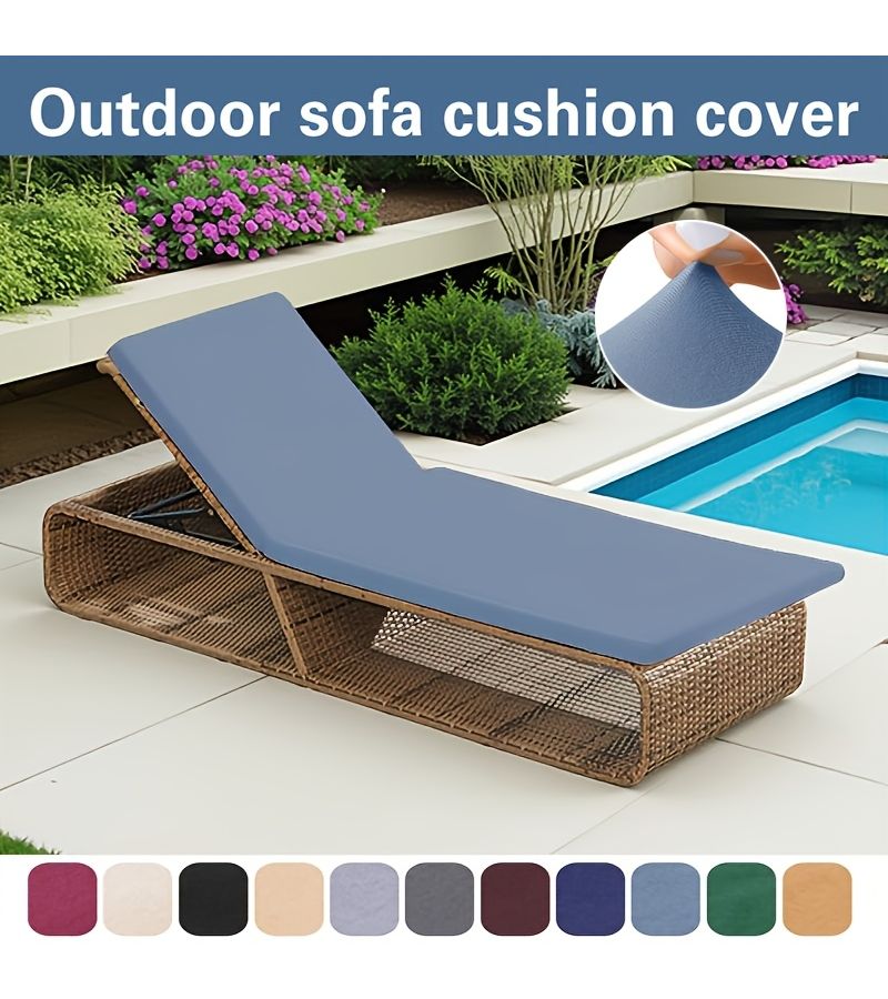 1 PC Stretchy Y Fiber Fabric Outdoor Lounge Chair Sofa Cover Cushion Protector 5 Light Gray - Image 1