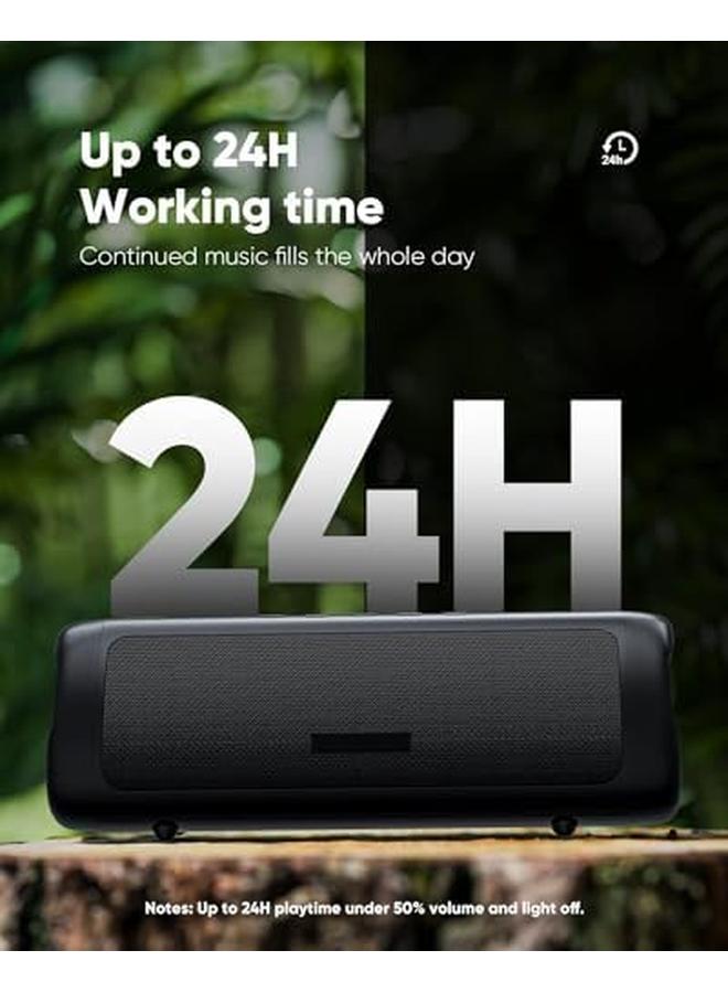 Excefore Bluetooth Speaker With Hd Sound Portable Wireless Ipx5 Waterproof Up To 24H Playtime Tws Pairing Bt5.3 For Home Party Outdoor Beach Electronic Gadgets Birthday Gift Black - Image 3