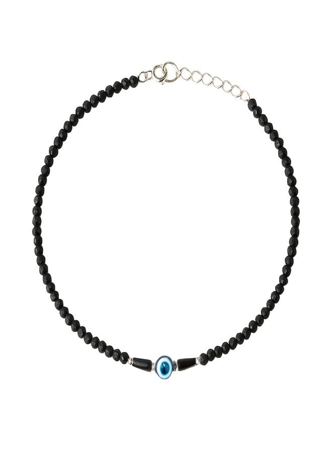 DARSHRAJ Handmade 925 Sterling Silver Evil Eye Black Bead Anklet for Girl & Women | Silver Payal | Nazariya Anklet - Image 1