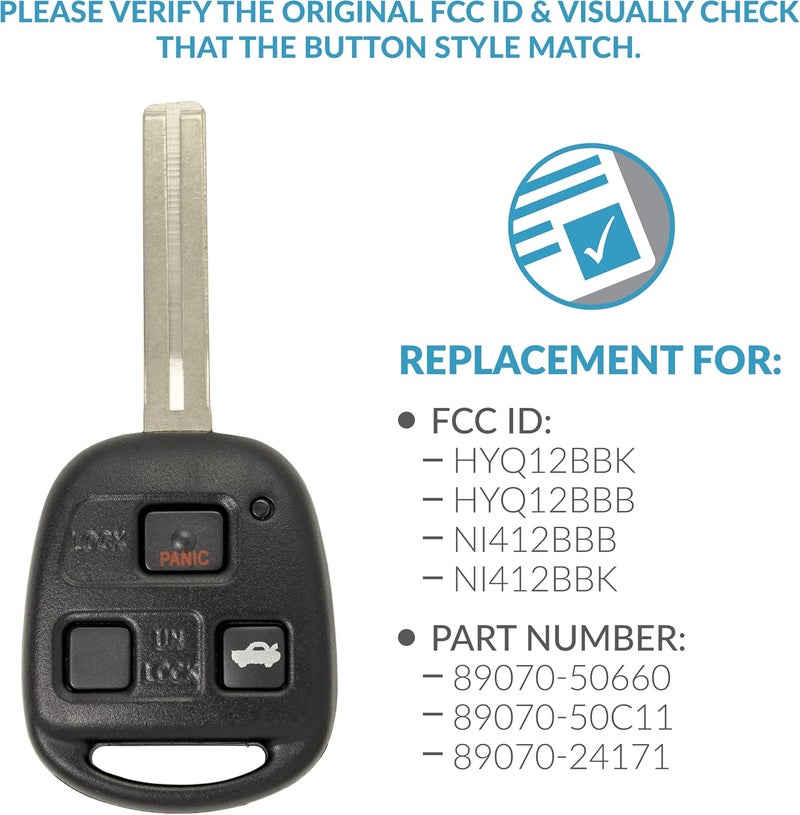 Keyless2Go Replacement Remote Head Key for Lexus HYQ12BBK NI412BBK - Image 4