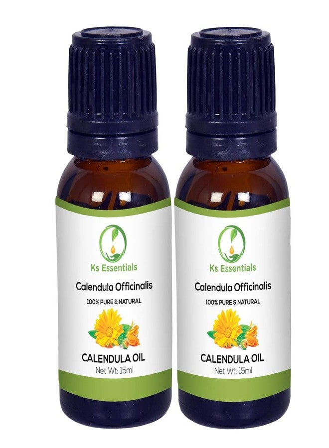 Ks Essentials زيت الكاليندولا العطري النقي 100% من كي إس إسينشالز، طبيعي وغير مخفف للعناية بالبشرة والشعر (عبوة من قطعتين - (15 مل)) - Image 1