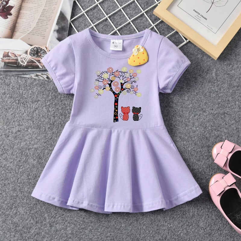2023 Children'S Wear Korean Style Girls' Western Style Round Neck Cute Baby Fashion Short Sleeve Fashionable Dress - Image 5