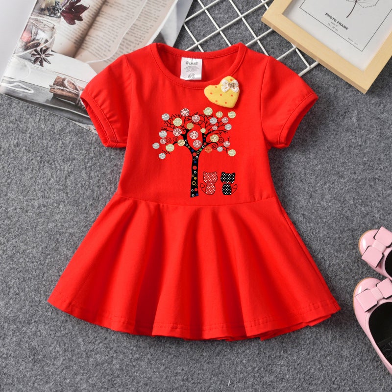 2023 Children'S Wear Korean Style Girls' Western Style Round Neck Cute Baby Fashion Short Sleeve Fashionable Dress - Image 2