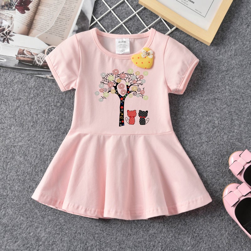 2023 Children'S Wear Korean Style Girls' Western Style Round Neck Cute Baby Fashion Short Sleeve Fashionable Dress - Image 3