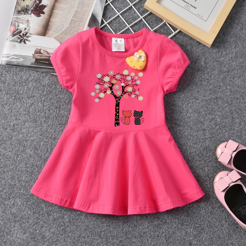 2023 Children'S Wear Korean Style Girls' Western Style Round Neck Cute Baby Fashion Short Sleeve Fashionable Dress - Image 4