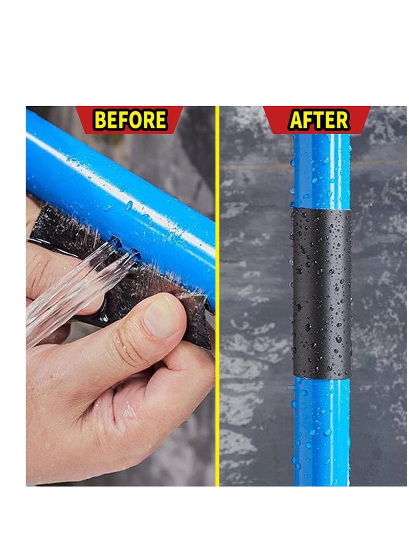 شريط مطاطي مقاوم للماء، شريط احترافي للإصلاح ومنع تسرب المياه والشقوق، شريط تصحيح وإغلاق لمصورين لإصلاح الثقوب والشقوق والأنابيب والفجوات والحرف اليدوية (أسود متوسط 4 بوصات × 59 بوصة) - Image 3