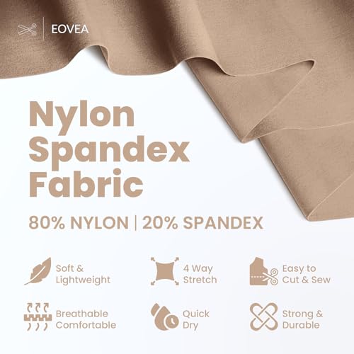 EOVEA - Nylon Spandex Fabric - Matte Tricot - 80% Nylon, 20% Spandex Swimwear Fabric - 4 Way Stretch Material for Activewear, Dance, Swimsuits, Yoga |Beige, 2 Yard - Image 2