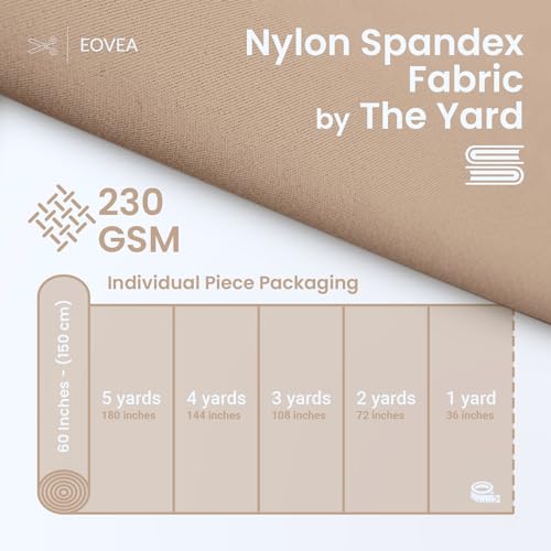 EOVEA - Nylon Spandex Fabric - Matte Tricot - 80% Nylon, 20% Spandex Swimwear Fabric - 4 Way Stretch Material for Activewear, Dance, Swimsuits, Yoga |Beige, 2 Yard - Image 3