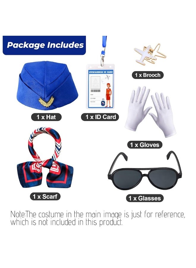 Keymall Kids Flight Attendant Accessories Set Stewardess Air Hostess Hat for Girls Career Dress Up Cosplay Halloween Costume - Image 1