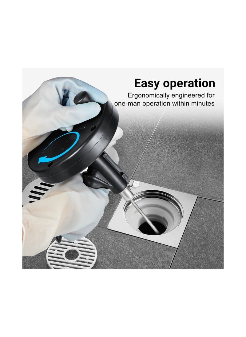 Generic - Drain Auger, 25 Feet Plumbing Snake Drain Auger, Heavy Duty Pipe Clog Remover, for Bathroom, Kitchen and Toilet Snake Drain Cleaner, Comes with Gloves, Black - Image 1