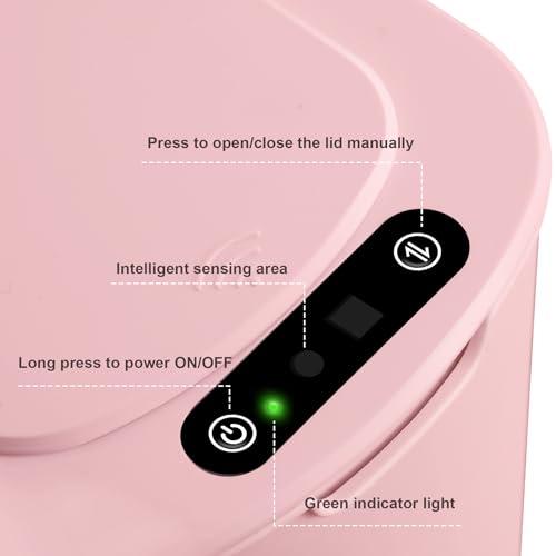Cesun Motion Sensor Trash Can, 5 Gallon Automatic Bathroom Garbage Can with Lid, Touchless Smart Plastic Slim Wastebasket for Bathroom, Office, rv, Bedroom, Living Room, Pink - Image 5