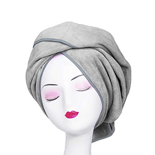 TANCANO Microfiber Towel for Curly Hair Large Anti Frizz Super Absorbent Hair Towel 23.6''x47'' Fast Hair Drying Towel Hair Wrap for Bath Spa Facial Makeup, Gray - Image 1
