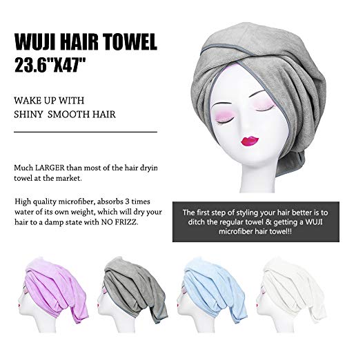 TANCANO Microfiber Towel for Curly Hair Large Anti Frizz Super Absorbent Hair Towel 23.6''x47'' Fast Hair Drying Towel Hair Wrap for Bath Spa Facial Makeup, Gray - Image 3