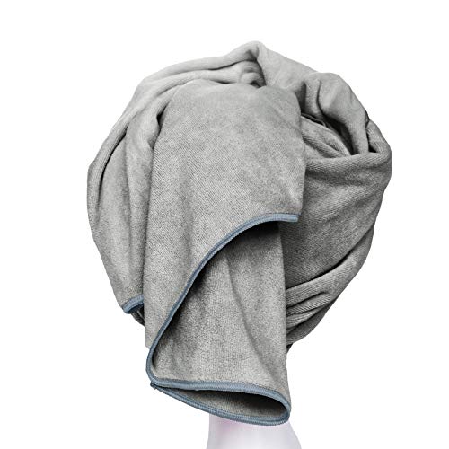 TANCANO Microfiber Towel for Curly Hair Large Anti Frizz Super Absorbent Hair Towel 23.6''x47'' Fast Hair Drying Towel Hair Wrap for Bath Spa Facial Makeup, Gray - Image 4
