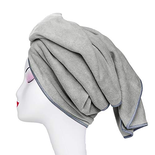 TANCANO Microfiber Towel for Curly Hair Large Anti Frizz Super Absorbent Hair Towel 23.6''x47'' Fast Hair Drying Towel Hair Wrap for Bath Spa Facial Makeup, Gray - Image 2