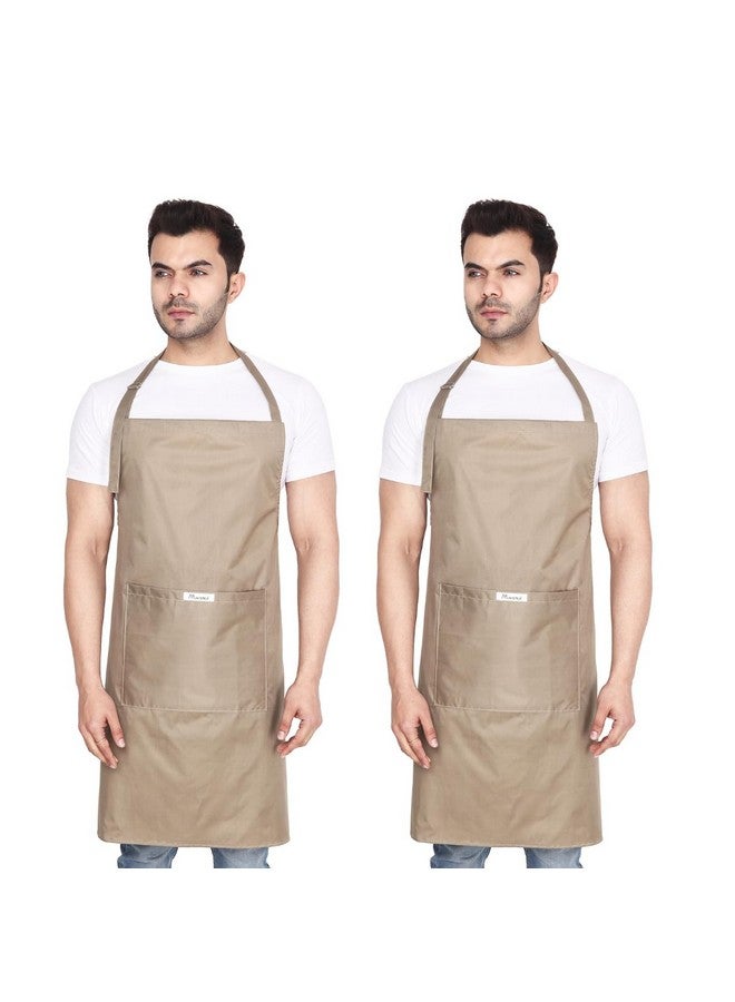 MAKSTILE Waterproof & Dustproof Apron For Dishwashing, Cooking, Dog Grooming, Gardening, Car Wash, Lab, Restaurant & Industrial Use | Unisex| Color-Beige | Pack Of 2 - Image 1