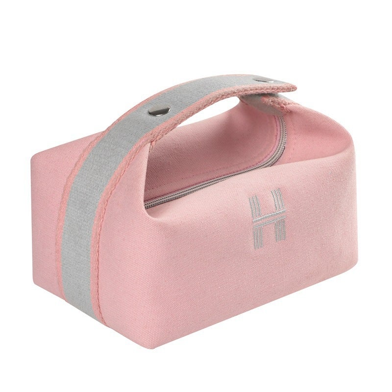 Simple Portable Cosmetic Bag Portable Canvas Bag European-style Waterproof and Dustproof Storage Bag Large Capacity Toiletry Bag Lunch Box Bag Xiangfei Powder