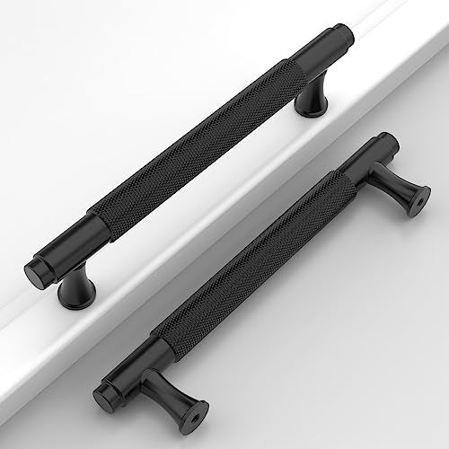 Coinkoly 10 Pack 5128mm Matte Black Cabinet Pulls Knurled Kitchen Cabinet Handles Drawer Pulls Cupboard Hardware for Cabinets - Image 1