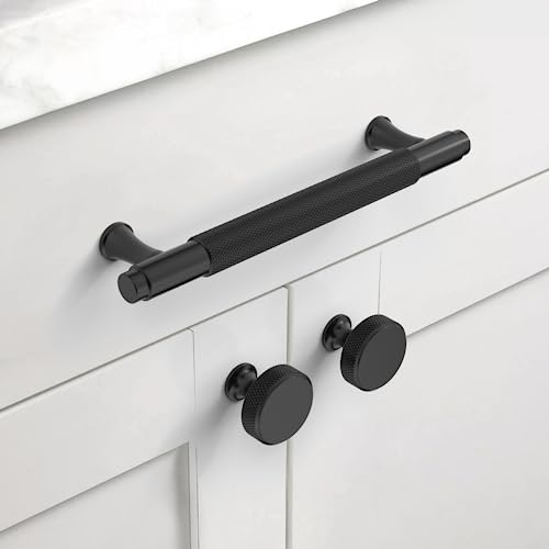 Coinkoly 10 Pack 5128mm Matte Black Cabinet Pulls Knurled Kitchen Cabinet Handles Drawer Pulls Cupboard Hardware for Cabinets - Image 3