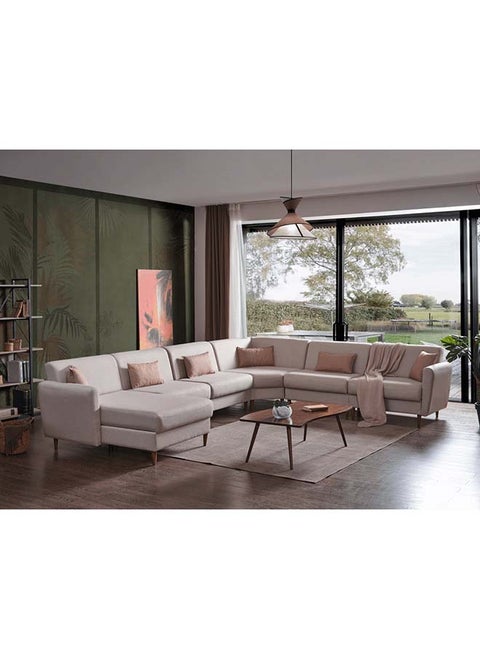 Alhome Channel Beige U-Shape Sofa 280x140 cm