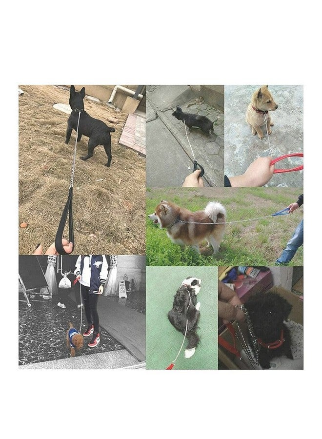 طوق كلب متوسط وكبير بسمك 1 بوصة مع سلسلة مقبض للكلاب مقاس الطوق 43 إلى 55 سم سلسلة مقبض رقم 8 بطول 5 أقدام - مجموعة من طوق أحمر مع سلسلة مقبض للكلاب (أزرق) - Image 5