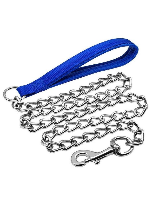 طوق كلب متوسط وكبير بسمك 1 بوصة مع سلسلة مقبض للكلاب مقاس الطوق 43 إلى 55 سم سلسلة مقبض رقم 8 بطول 5 أقدام - مجموعة من طوق أحمر مع سلسلة مقبض للكلاب (أزرق) - Image 4