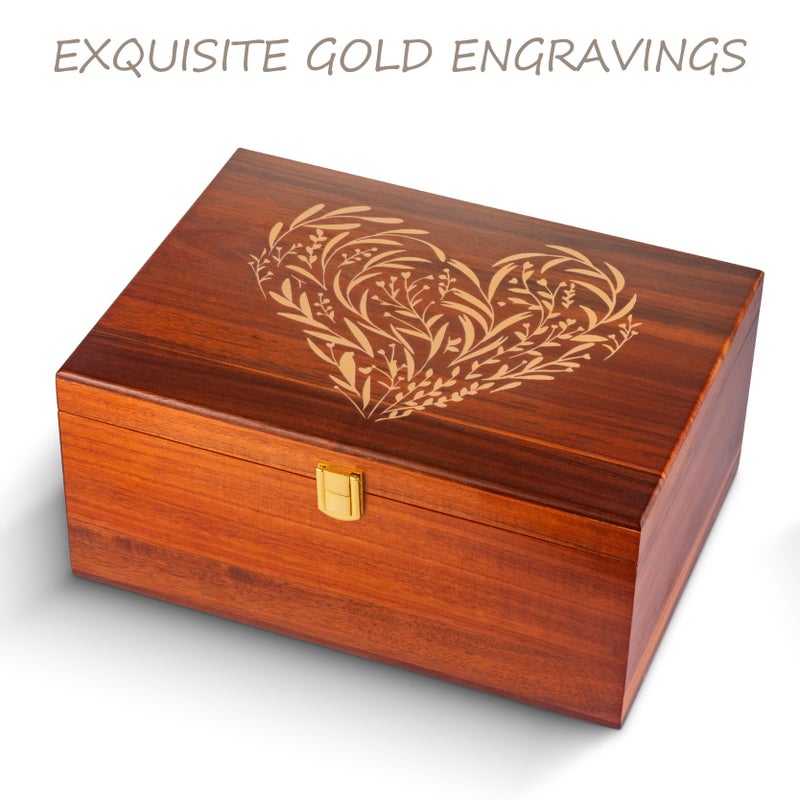 EVA murmure Larger Wooden Memory Keepsake Boxes With Hinged Lids and a photo frame inside the lid - Decorative Storage Box With a Hinge Lids For Picture Letter Time Capsule - 5.3â€œ*8.6â€*11.7â€œ- Acacia - Image 4