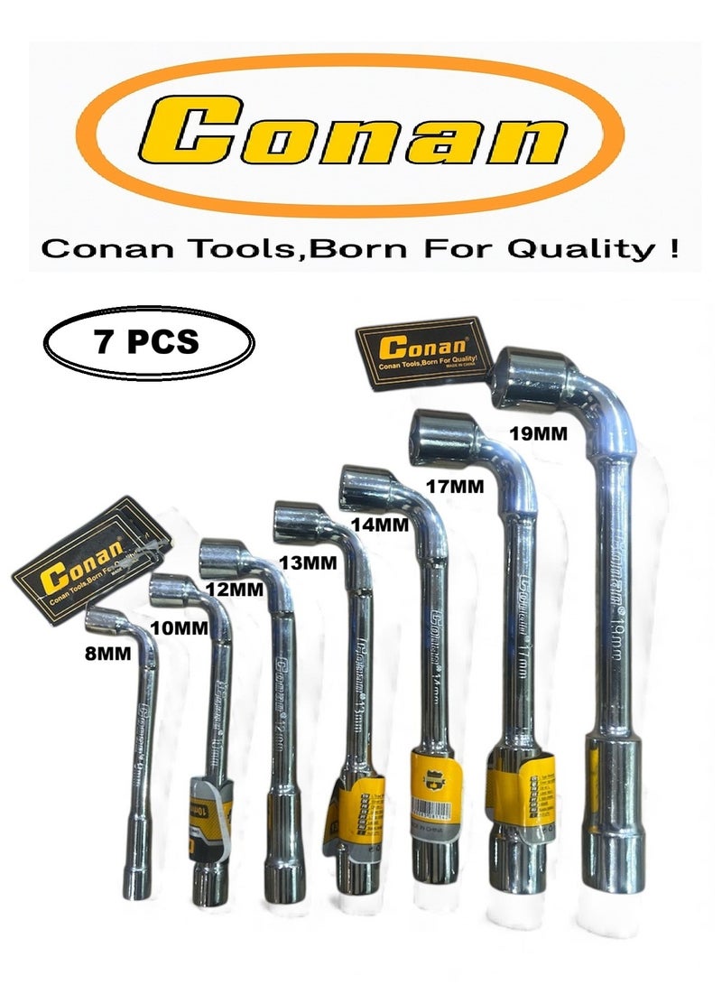 Conan 7-Piece CONAN Professional L-Shape Wrench Set – Models 10005762 (8mm), 10005763 (10mm), 10005764 (12mm), 10005765 (13mm), 10005766 (14mm), 10005767 (17mm), 10005768 (19mm) – Heavy-Duty Hardened Carbon Steel - Image 1