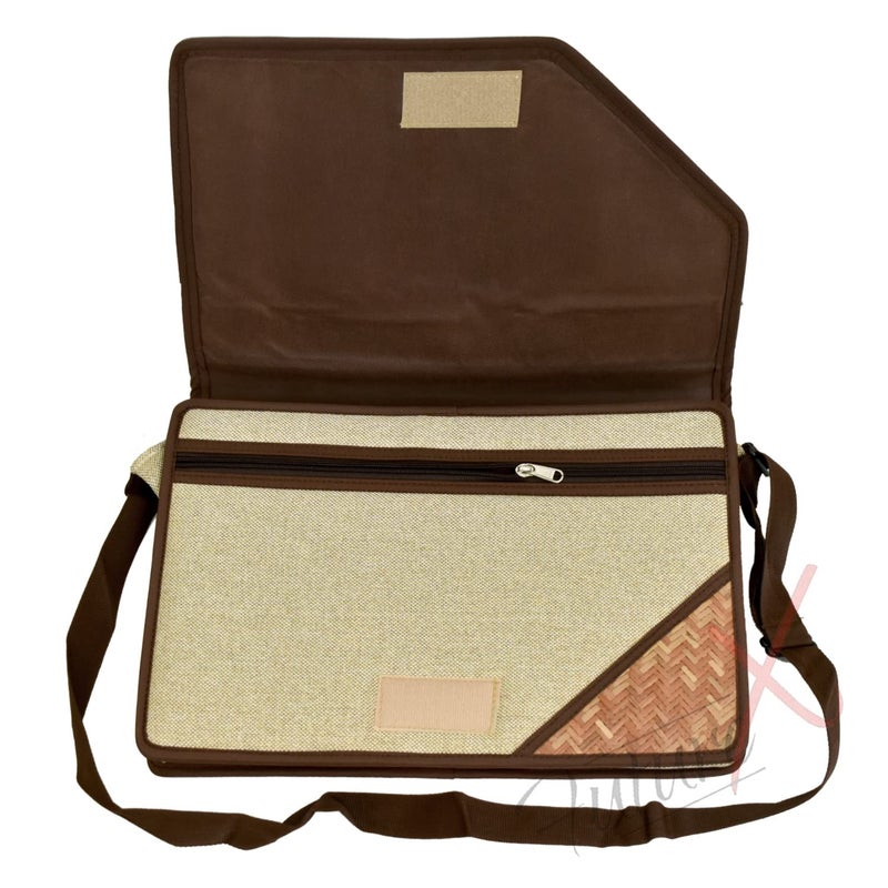 FUTURE X Jute Sling Bag Corner Cut Design File Folders for Certificates and Important Documents Folder, Conference Folder, Document Organizer with Strap (Brown) - Image 3