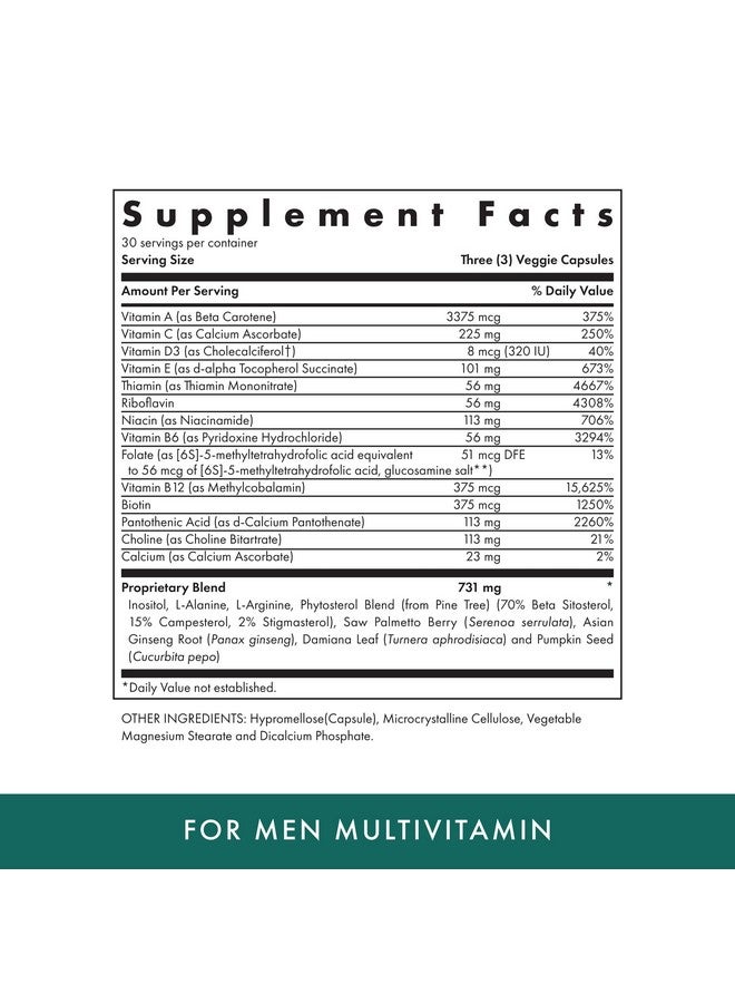 MICHAEL'S Naturopathic Programs for Men ? 90 Vegetarian Capsules ? Daily Multivitamin ? Includes Support for Prostate Health ? with Vitamins A, C, D & E, B Complex ? Kosher - 30 Servings - Image 2